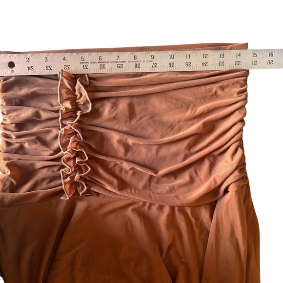 SHEIN Ruched Asymmetrical Skirt Brown Mesh Y2K Boho Western Large NWT - Picture 9 of 15